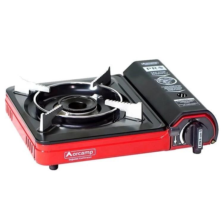 ORCAMP Tekli Portatif Kamp Ocak Gaz Stop Emniyetli KIRMIZI