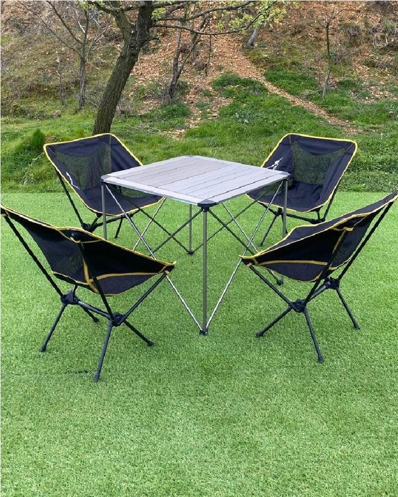 NURGAZ ALÜMİNYUM BÜYÜK MASA + 4 PRATİK SANDALYE SET