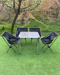 NURGAZ ALÜMİNYUM BÜYÜK MASA + 4 PRATİK SANDALYE SET