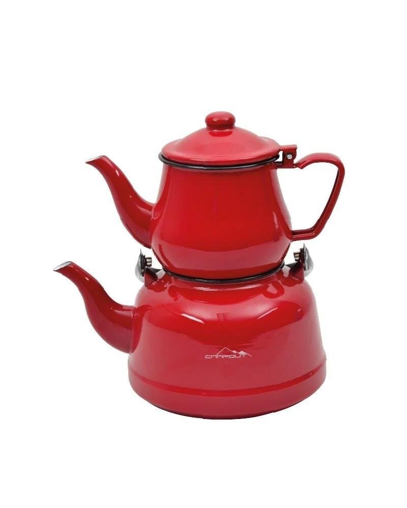 NURGAZ CAMPOUT EMAYE ÇAYDANLIK SET KIRMIZI