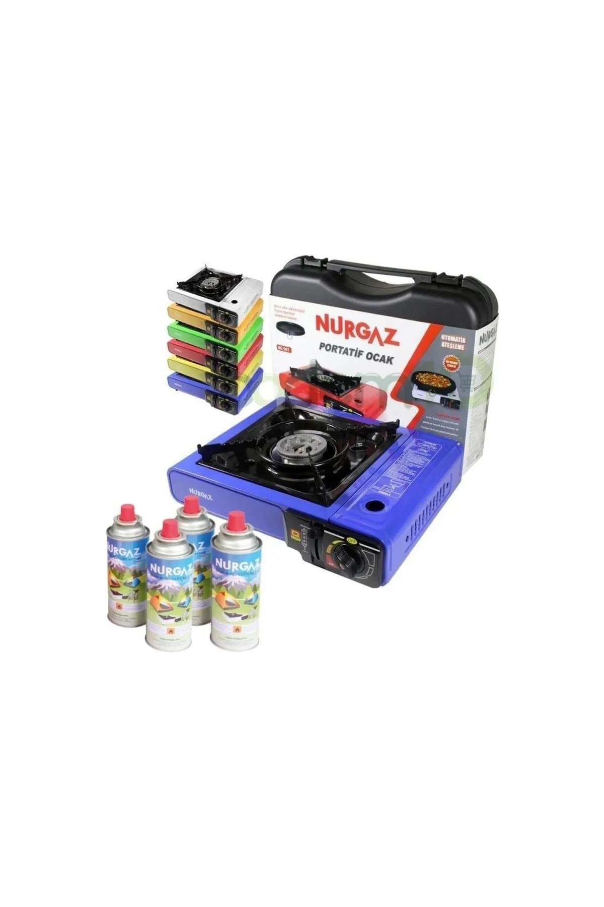 Nurgaz Ng 501 Tekli Portatif Mavi Ocak + 4 Adet Kartuş Nurgaz