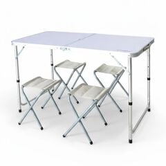 Madfox Nomad Duo Tabureli Katlanır Kamp Masası Seti BEYAZ
