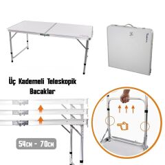 Madfox Nomad Duo Tabureli Katlanır Kamp Masası Seti BEYAZ