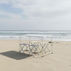 Madfox Nomad Duo Tabureli Katlanır Kamp Masası Seti BEYAZ