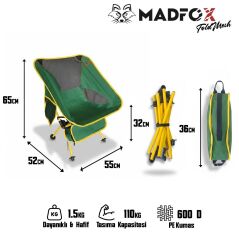 Madfox FoldMesh Mini Kompakt Katlanır Sandalye Savanna Lime Yeşil