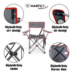 Madfox TrekMate Strap Katlanır Outdoor Koltuk Kırmızı