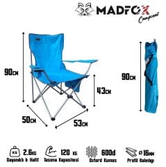 Madfox CampSeat X90 Katlanır Kamp Sandalyesi (Taşıma Çantalı) Mavi