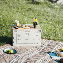 Naturehike Ling yue L Kapaklı Katlanır Saklama Kutusu [ Seyahat Organizatörü ] Light Beige Gray - 52 LT