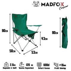 Madfox CampSeat X90 Katlanır Kamp Sandalyesi (Taşıma Çantalı) Yeşil