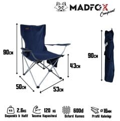 Madfox CampSeat X90 Katlanır Kamp Sandalyesi (Taşıma Çantalı) LACİVERT