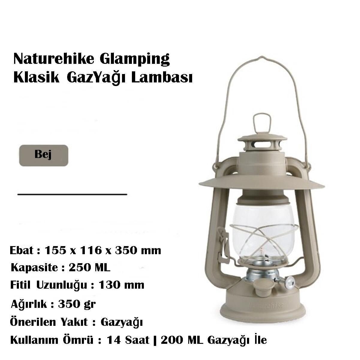 Naturehike Glamping Klasik GazYağı Lambası Bej