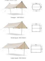 Naturehike Hexagon Glamping 3x4.8 mt Tarp [Güneş ve Rüzgar Koruma Tentesi] Quicksand Gold