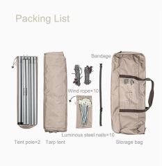 Naturehike Hexagon Glamping 3x4.8 mt Tarp [Güneş ve Rüzgar Koruma Tentesi] Quicksand Gold