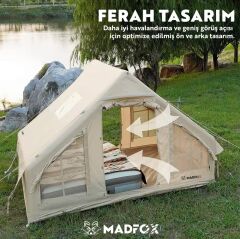 Madfox Bigless Glamping Cotton Inflatable Şişme Çadır [ Baca Çıkışlı ]