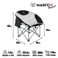 Madfox Moonchair Deluxe Katlanır Kamp Sandalyesi Siyah/Gri