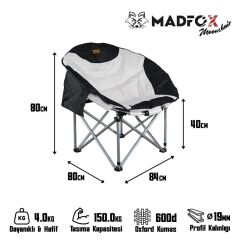 Madfox Moonchair Deluxe Katlanır Kamp Sandalyesi Siyah/Gri