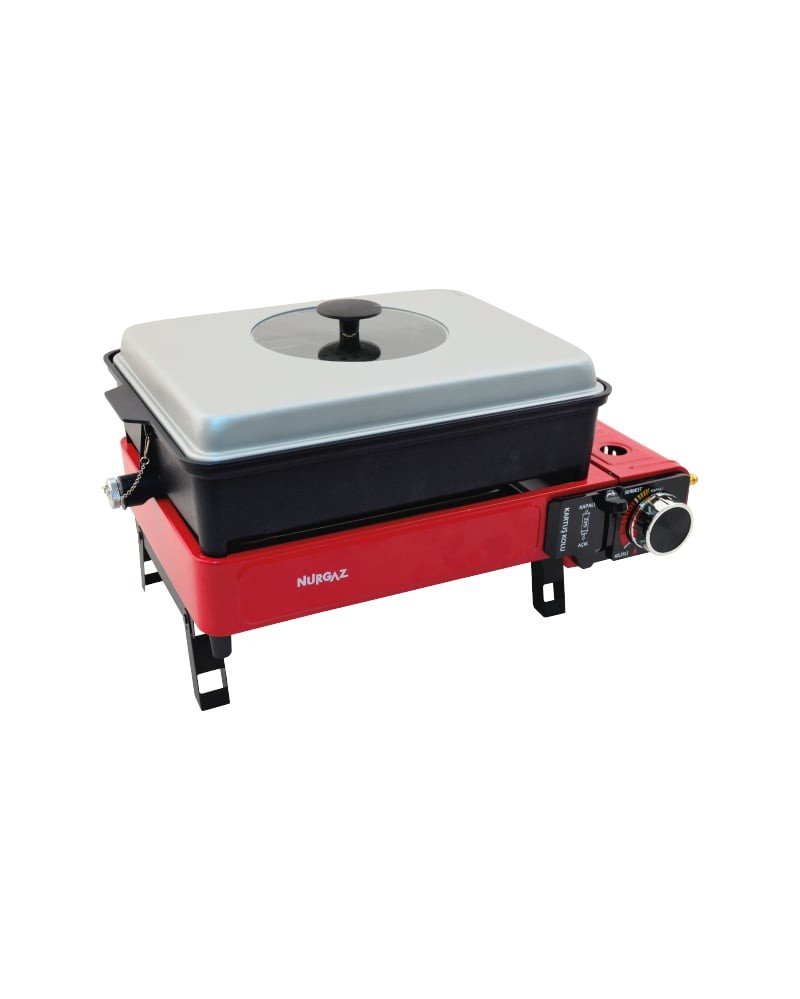 CAMPOUT PORTATİF GAZLI BARBEKÜ VE PİŞİRME SETİ Kırmızı