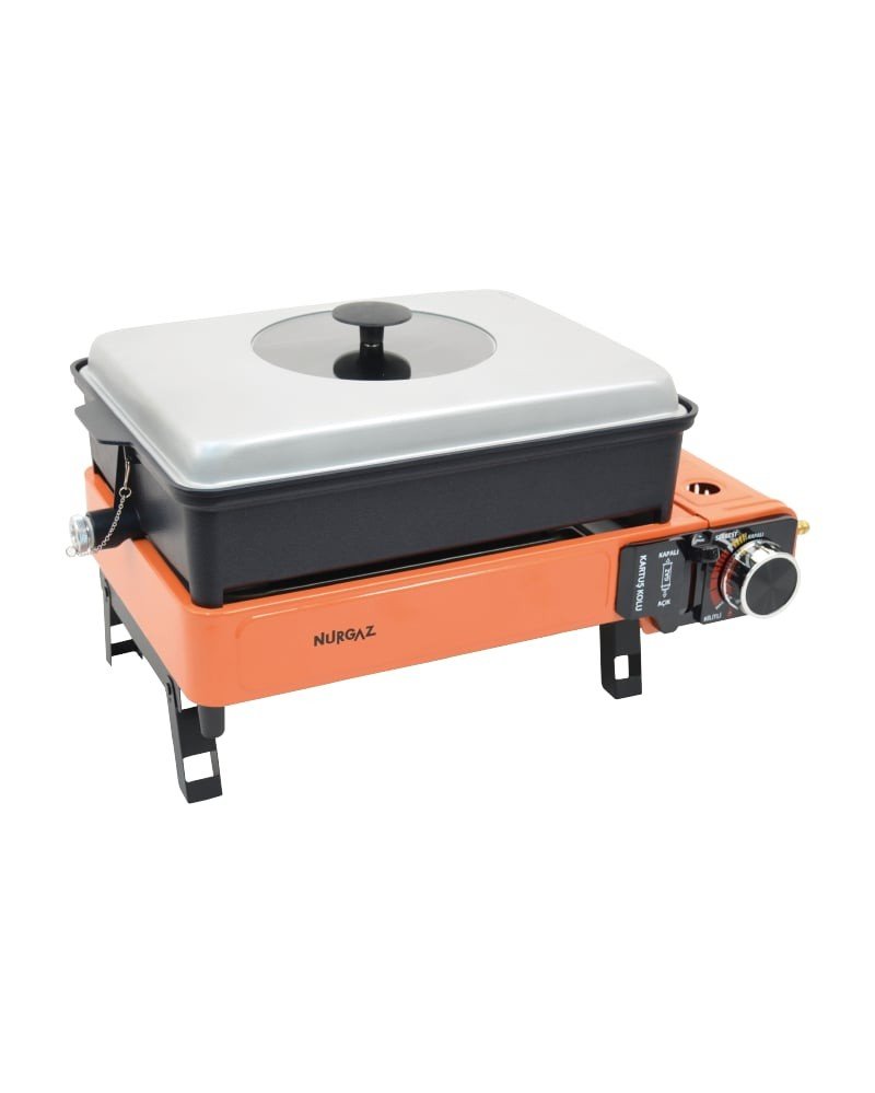 CAMPOUT PORTATİF GAZLI BARBEKÜ VE PİŞİRME SETİ TURUNCU