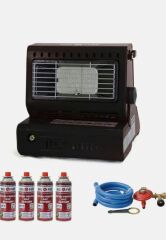 Big Fire Maxi Portatif Kamp Sobası SİYAH 4 ADET 227 KARTUŞ VE HORTUM DEDANTÖR SETİ